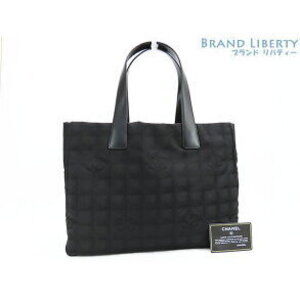 Chanel Travel Line Tote Bag Shoulder Black Nylon Leather